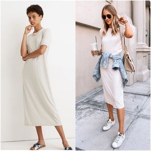 Madewell Midi Tee Dress Oatmeal Blogger Favorite